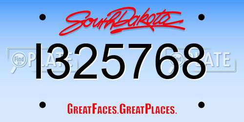 I325768 South Dakota License Plate