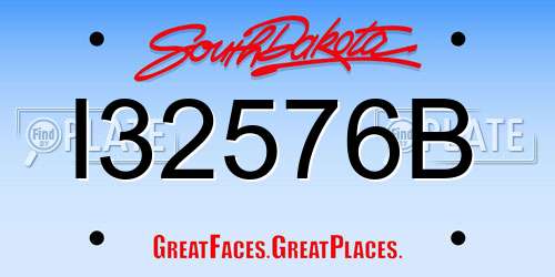 I32576B South Dakota License Plate