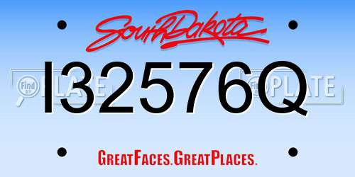 I32576Q South Dakota License Plate
