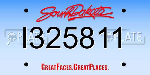 I325811 South Dakota License Plate