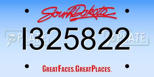 I325822 South Dakota License Plate