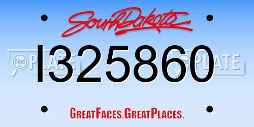 I325860 South Dakota License Plate