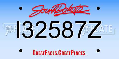 I32587Z South Dakota License Plate
