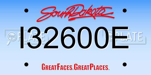 I32600E South Dakota License Plate