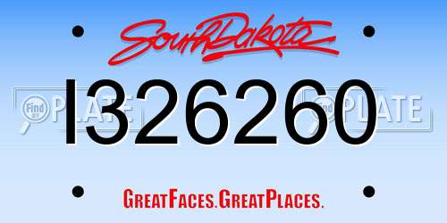 I326260 South Dakota License Plate
