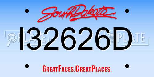 I32626D South Dakota License Plate