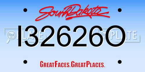 I32626O South Dakota License Plate