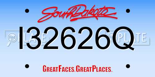 I32626Q South Dakota License Plate