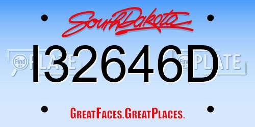 I32646D South Dakota License Plate