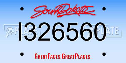 I326560 South Dakota License Plate