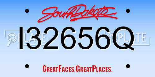 I32656Q South Dakota License Plate