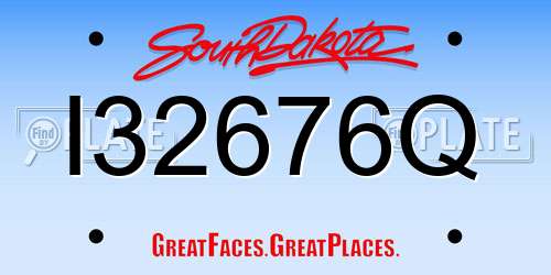 I32676Q South Dakota License Plate
