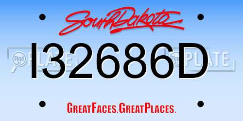 I32686D South Dakota License Plate