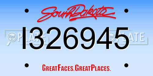 I326945 South Dakota License Plate