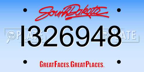 I326948 South Dakota License Plate
