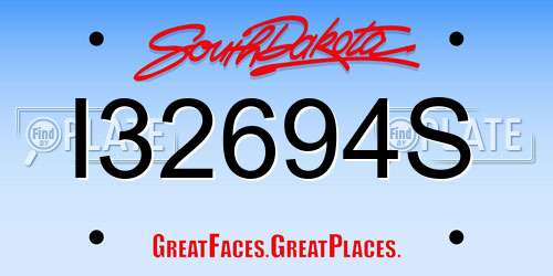 I32694S South Dakota License Plate