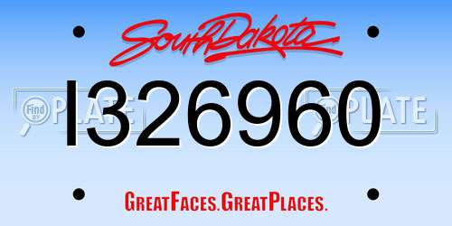 I326960 South Dakota License Plate