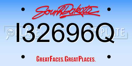 I32696Q South Dakota License Plate