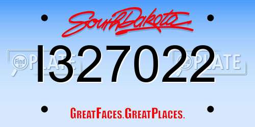I327022 South Dakota License Plate