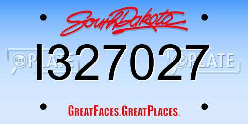I327027 South Dakota License Plate