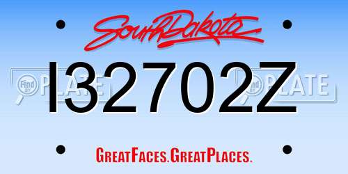 I32702Z South Dakota License Plate