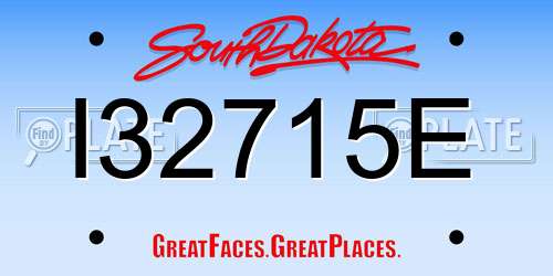 I32715E South Dakota License Plate