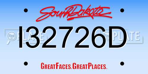 I32726D South Dakota License Plate