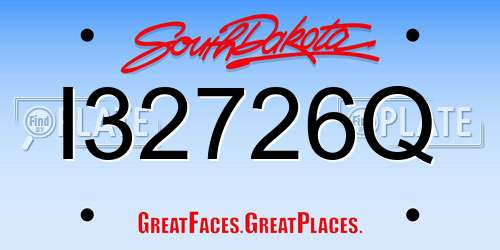 I32726Q South Dakota License Plate