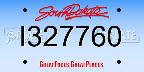 I327760 South Dakota License Plate
