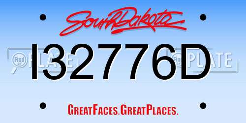 I32776D South Dakota License Plate