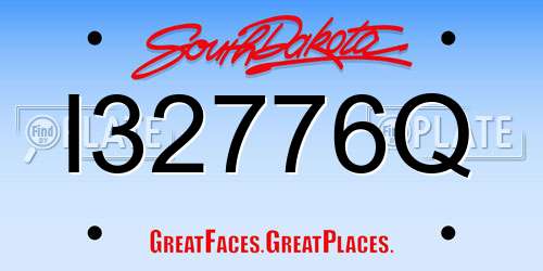 I32776Q South Dakota License Plate