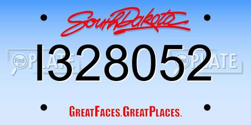 I328052 South Dakota License Plate