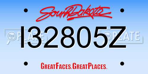 I32805Z South Dakota License Plate
