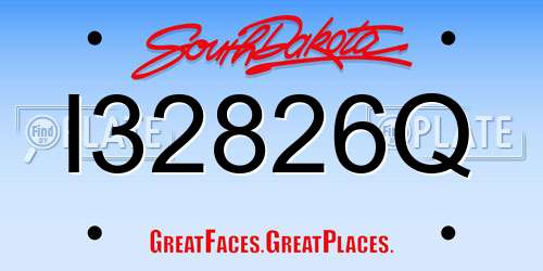I32826Q South Dakota License Plate