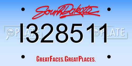 I328511 South Dakota License Plate