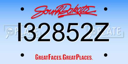 I32852Z South Dakota License Plate