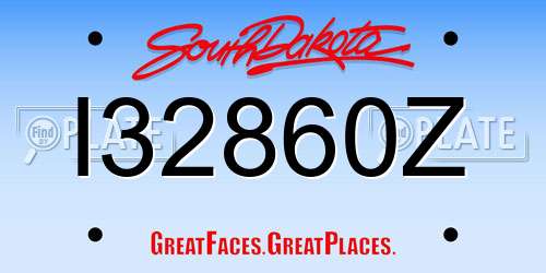 I32860Z South Dakota License Plate