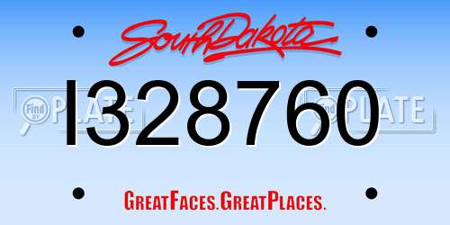 I328760 South Dakota License Plate