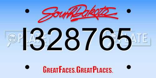 I328765 South Dakota License Plate
