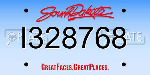 I328768 South Dakota License Plate