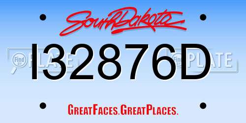 I32876D South Dakota License Plate