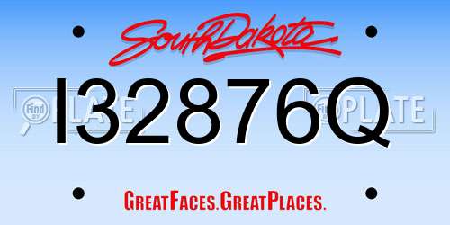 I32876Q South Dakota License Plate