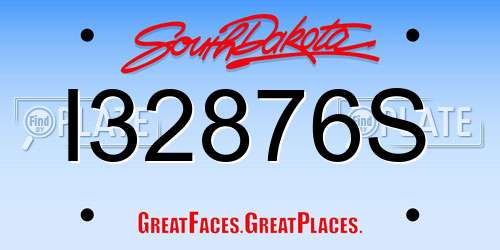 I32876S South Dakota License Plate