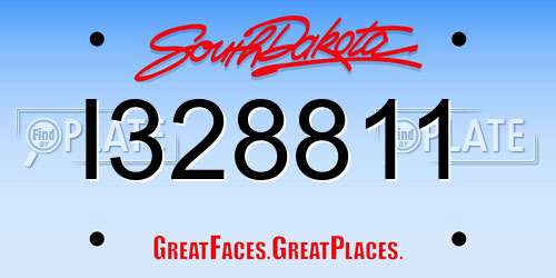 I328811 South Dakota License Plate