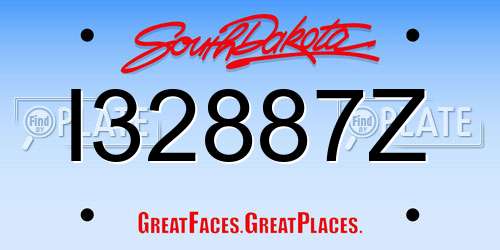 I32887Z South Dakota License Plate