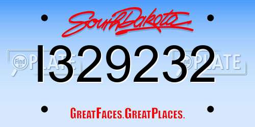 I329232 South Dakota License Plate