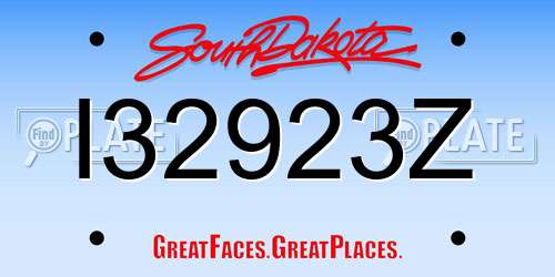 I32923Z South Dakota License Plate