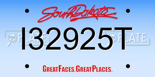 I32925T South Dakota License Plate