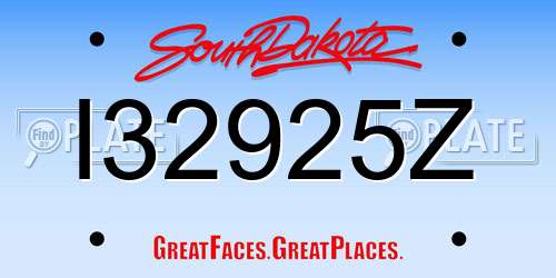 I32925Z South Dakota License Plate
