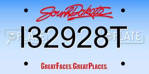 I32928T South Dakota License Plate